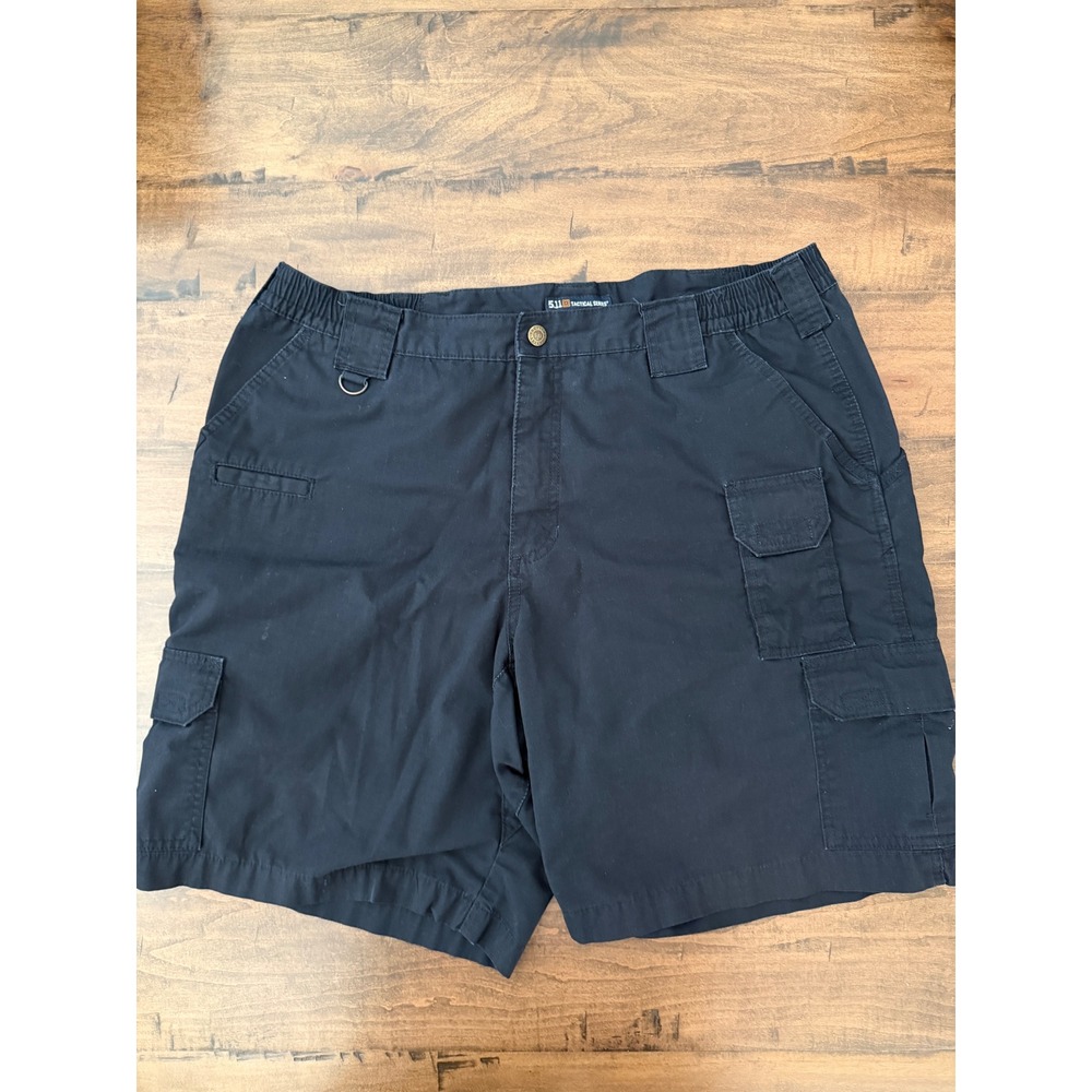 5.11 Tactical Series Mens Black Ripstop Cargo Shorts Size 38 Elastic Waist